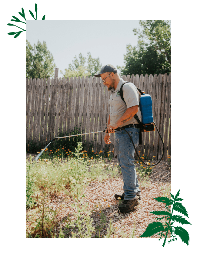 Warne Green Force employee spraying to prevent weeds for bare ground service